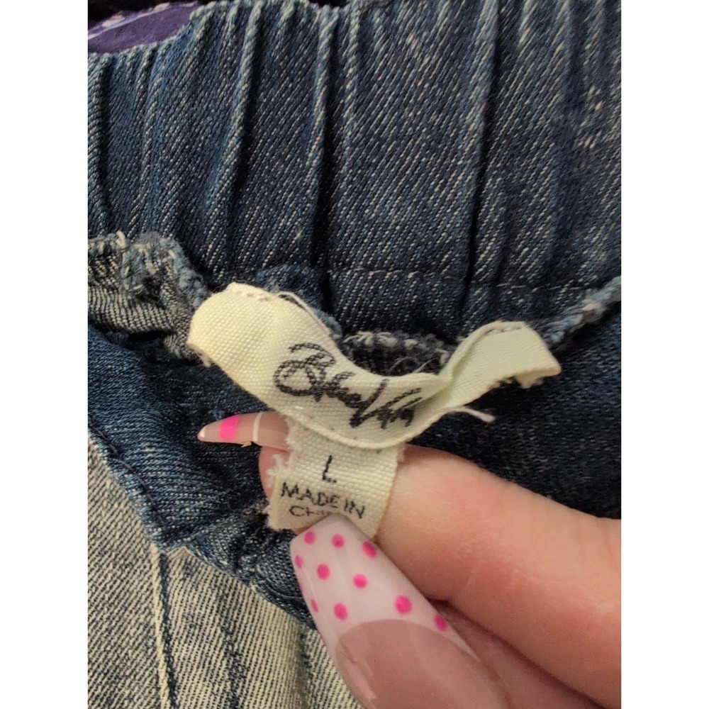 Blue Velvet Baggy Distressed Patchwork Boho Hippie Festival Jeans Large - Picture 15 of 16